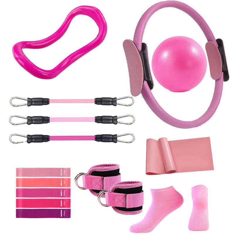 Pilates Ring Circle Set 15 Pcs Exercise Accessories
