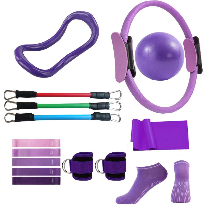 Pilates Ring Circle Set 15 Pcs Exercise Accessories
