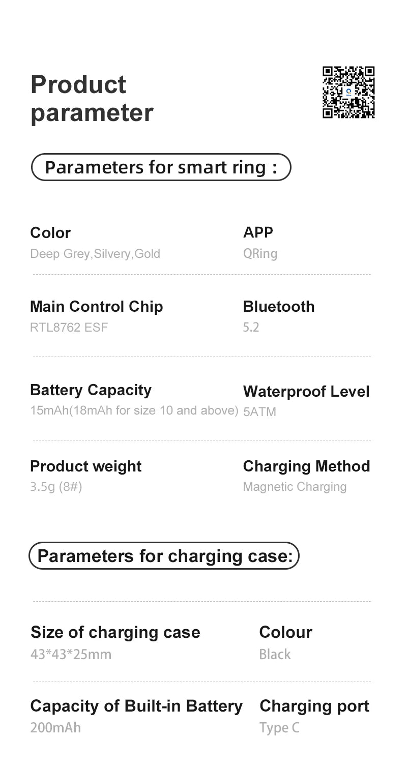 R08 Smart Ring For Men and Women Touch Control